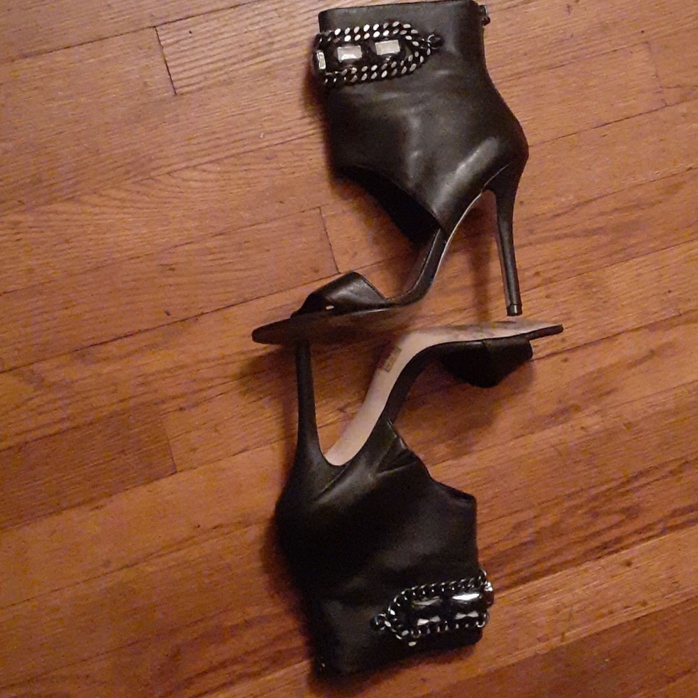 Black leather booties